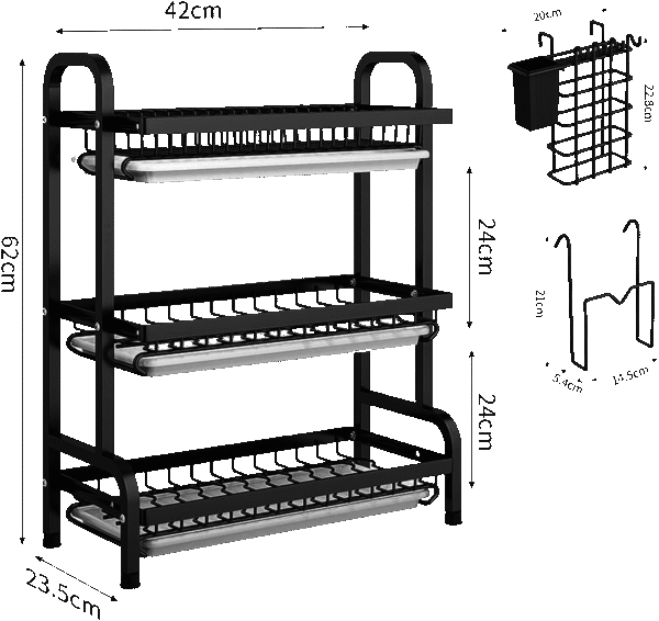 3-Layer Drain Rack Carbon Steel - Image 4