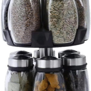 Rotating Glass Spice Bottle Set